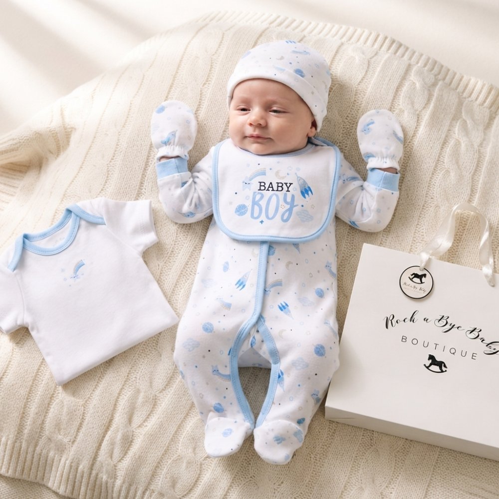H15040: Baby Boys "Baby Boy" 6 Piece Mesh Bag Gift Set (NB-6 Months) H15040: Baby Boys "Baby Boy" 6 Piece Mesh Bag Gift Set (NB-6 Months)
